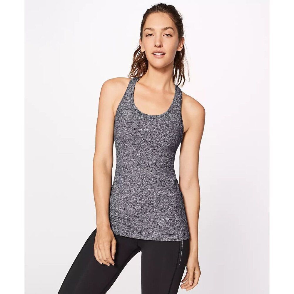 Lululemon Womens Top XS Heather Gray Cool Racerback Tank Gym Training Activewear